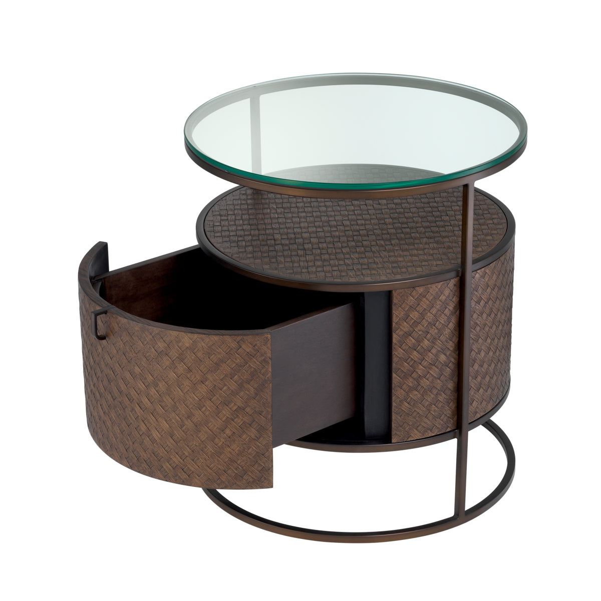 Naktsskapitis Napa Valley Eichholtz 50/50/56 cm Woven oak veneer/bronze finish