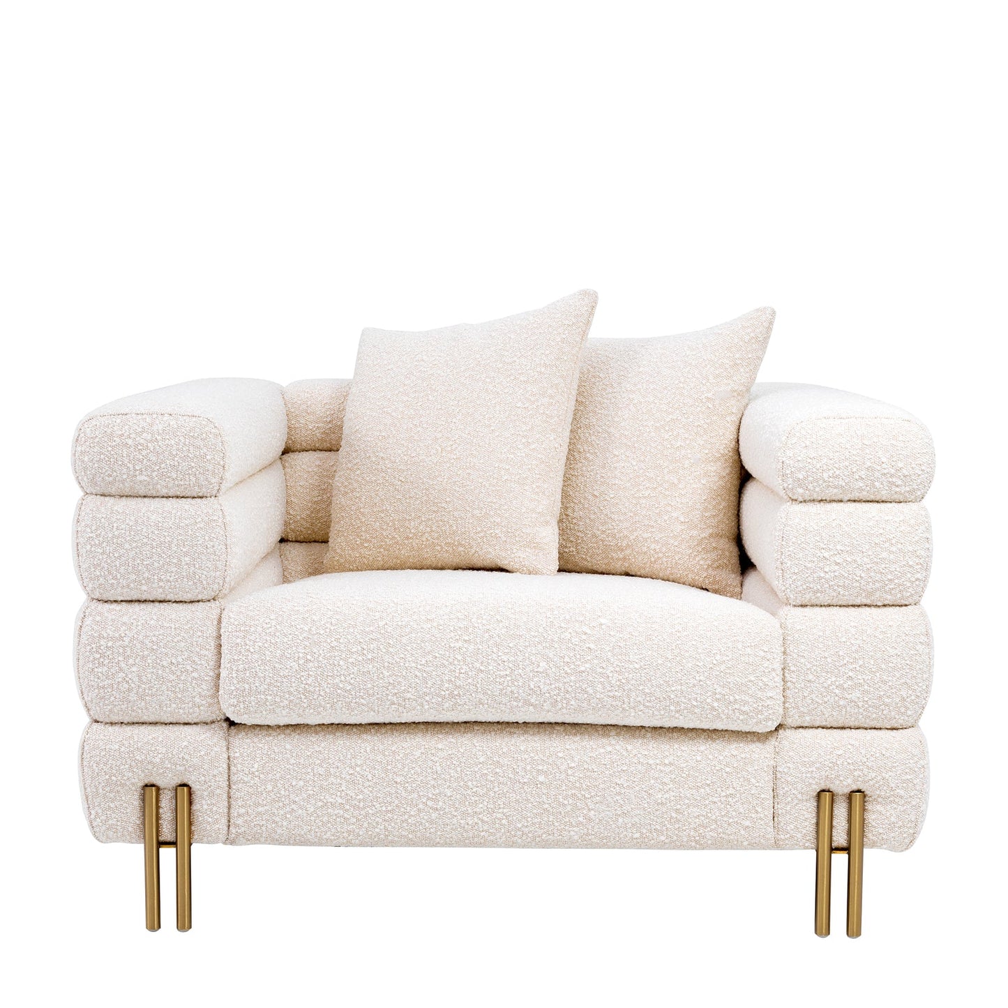 Krēsls York Eichholtz 112/97/69 cm Bouclé cream | brushed brass finish legs