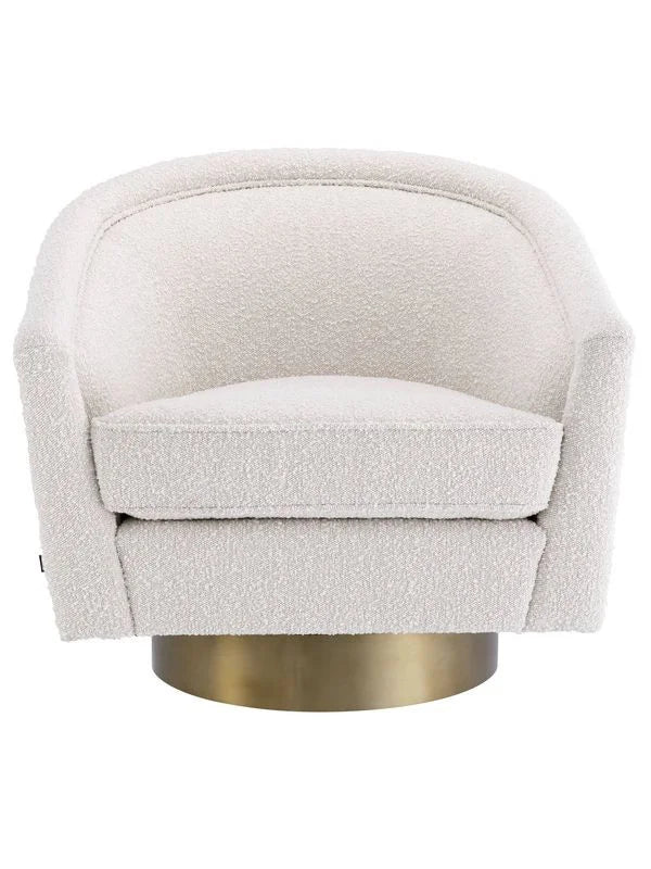 Krēsls Catene Eichholtz 80/80/76 cm Bouclé cream | matte gold finish swivel base