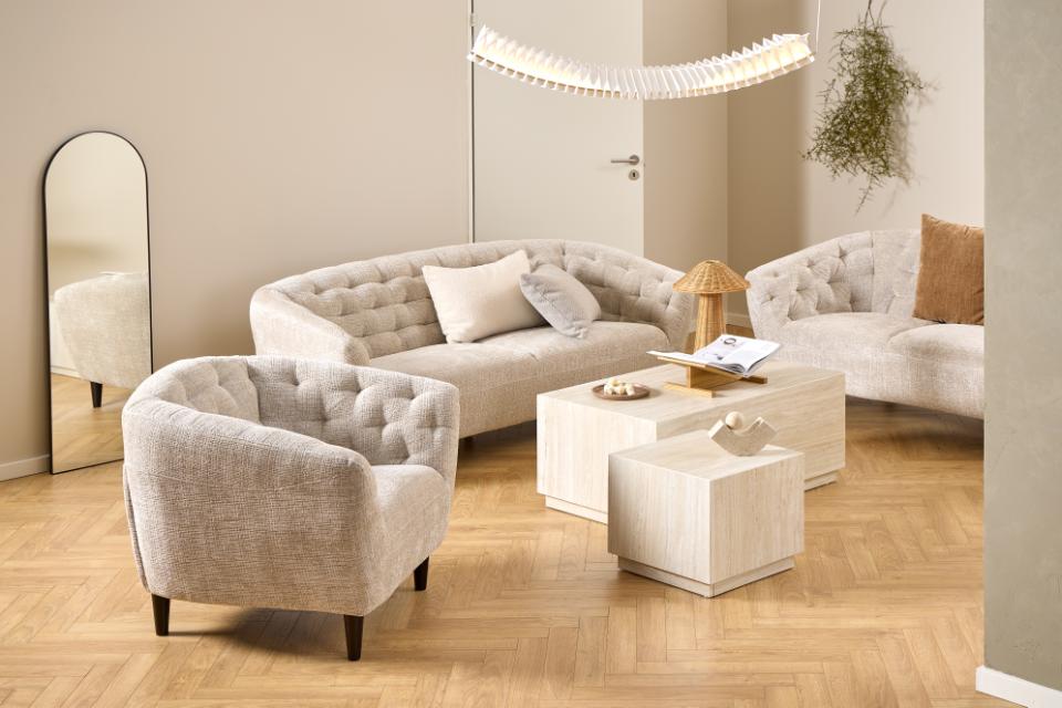 Kafijas galds Dia 100x60x42 cm; 44x44x38 cm travertīns - N1 Home