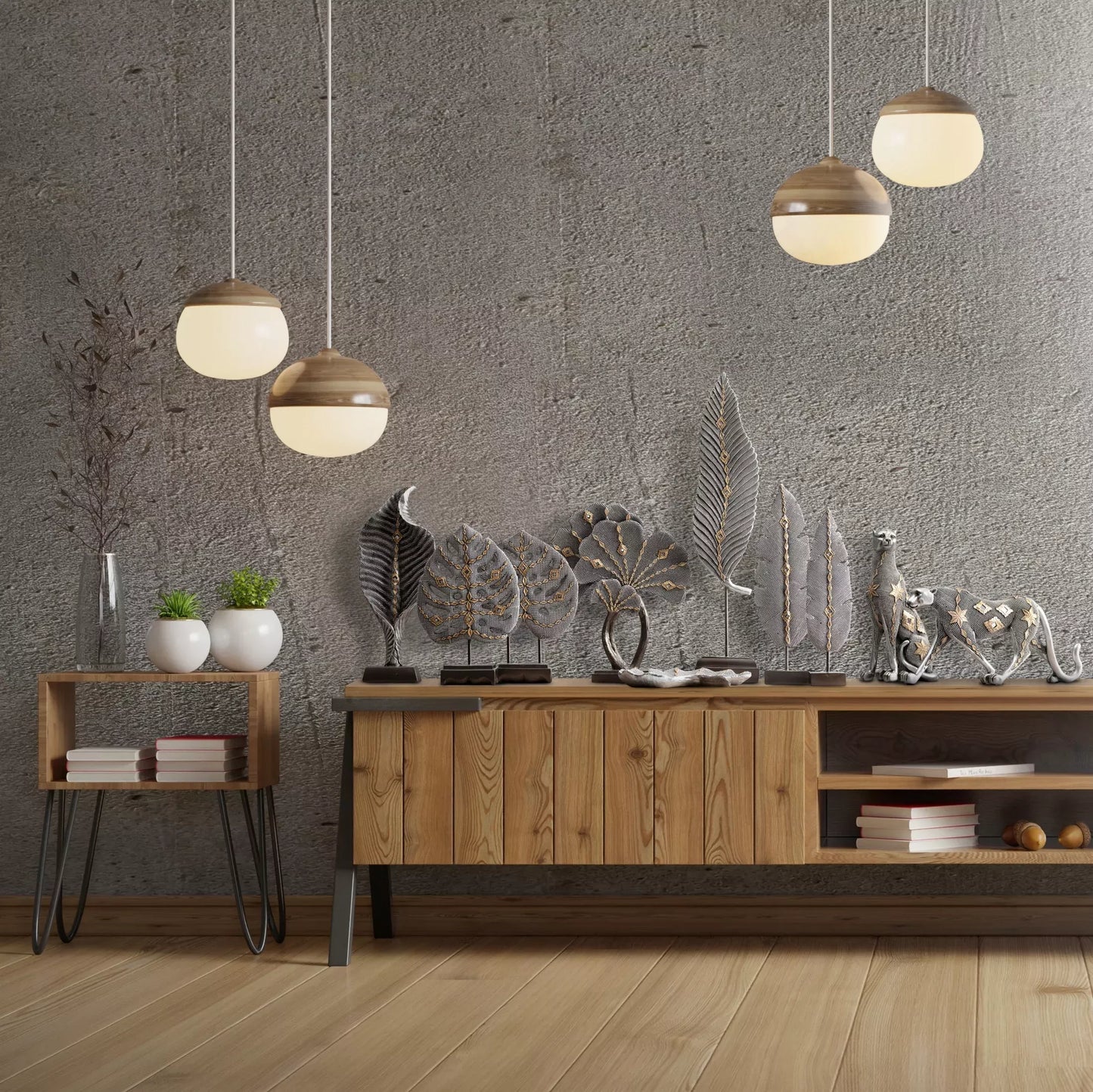 Keramikas figūriņa Ginkgo 20/24/3 cm sudrabs/zelts - N1 Home