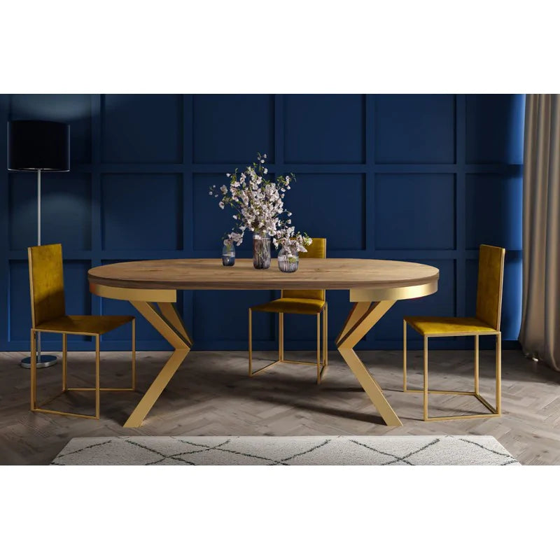 Galds Narv zelts 100/176 cm; 120/196 cm Tumšais Lefkas ozols - N1 Home