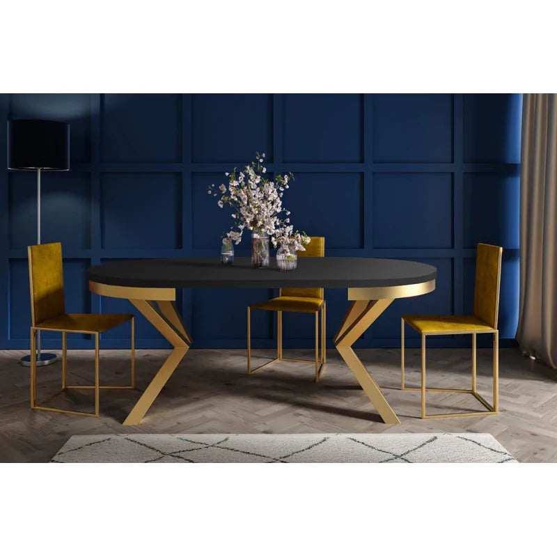 Galds Narv zelts 100/176 cm; 120/196 cm melns Molet - N1 Home