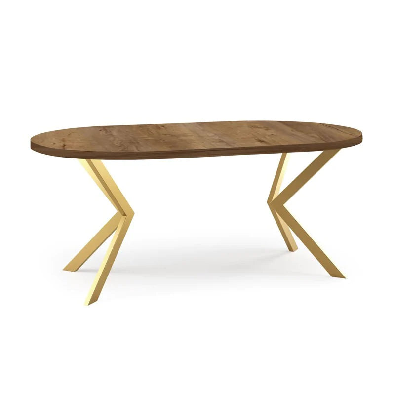 Galds Edd zelts 100/176; 120/196 cm Tumšais Lefkas ozols - N1 Home