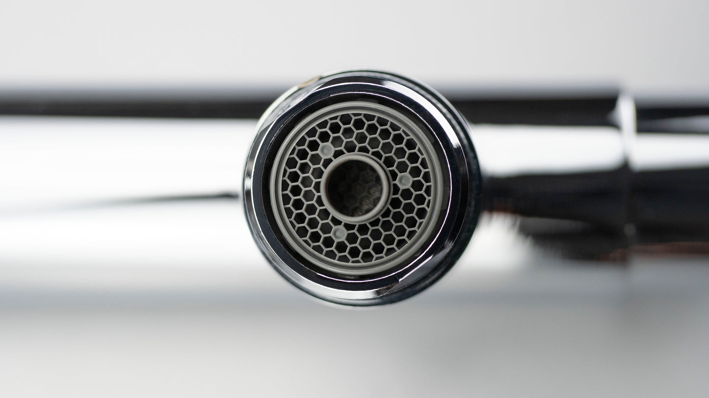 Virtuves jaucējkrāns ar ūdens filtra pieslēgumu un izvelkamu snīpi Eridan 33 cm hroms - N1 Home