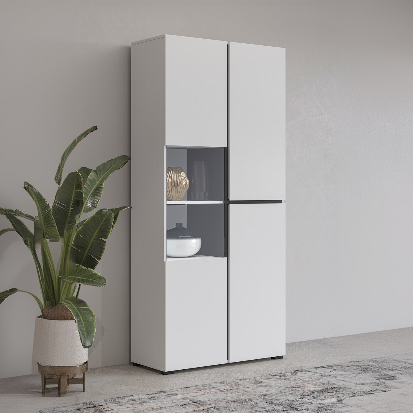 Vitrīnas skapis Krosit kolekcija 79/183/40 cm balts/melns