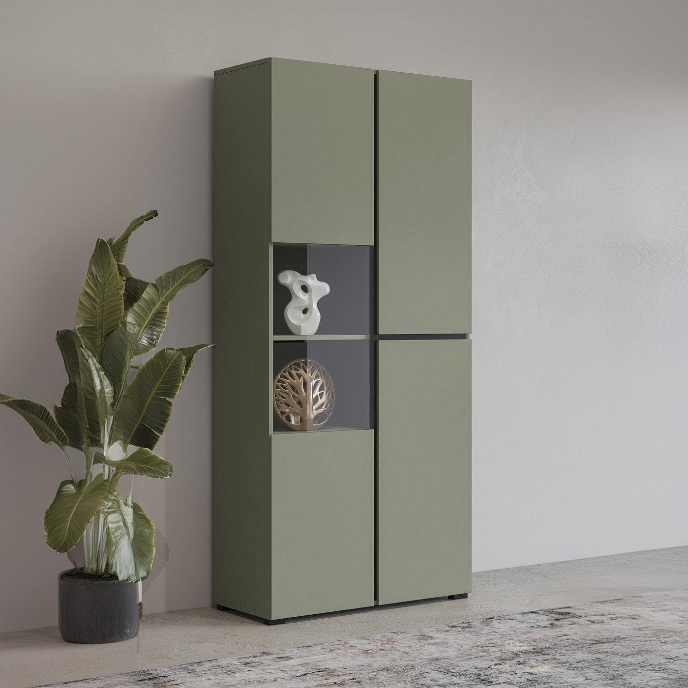 Vitrīnas skapis Krosit kolekcija 79/183/40 cm zaļs/melns