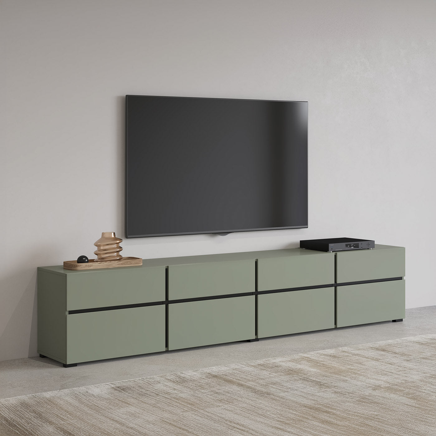 TV skapis Krosit kolekcija 225/48/40 cm zaļs/melns