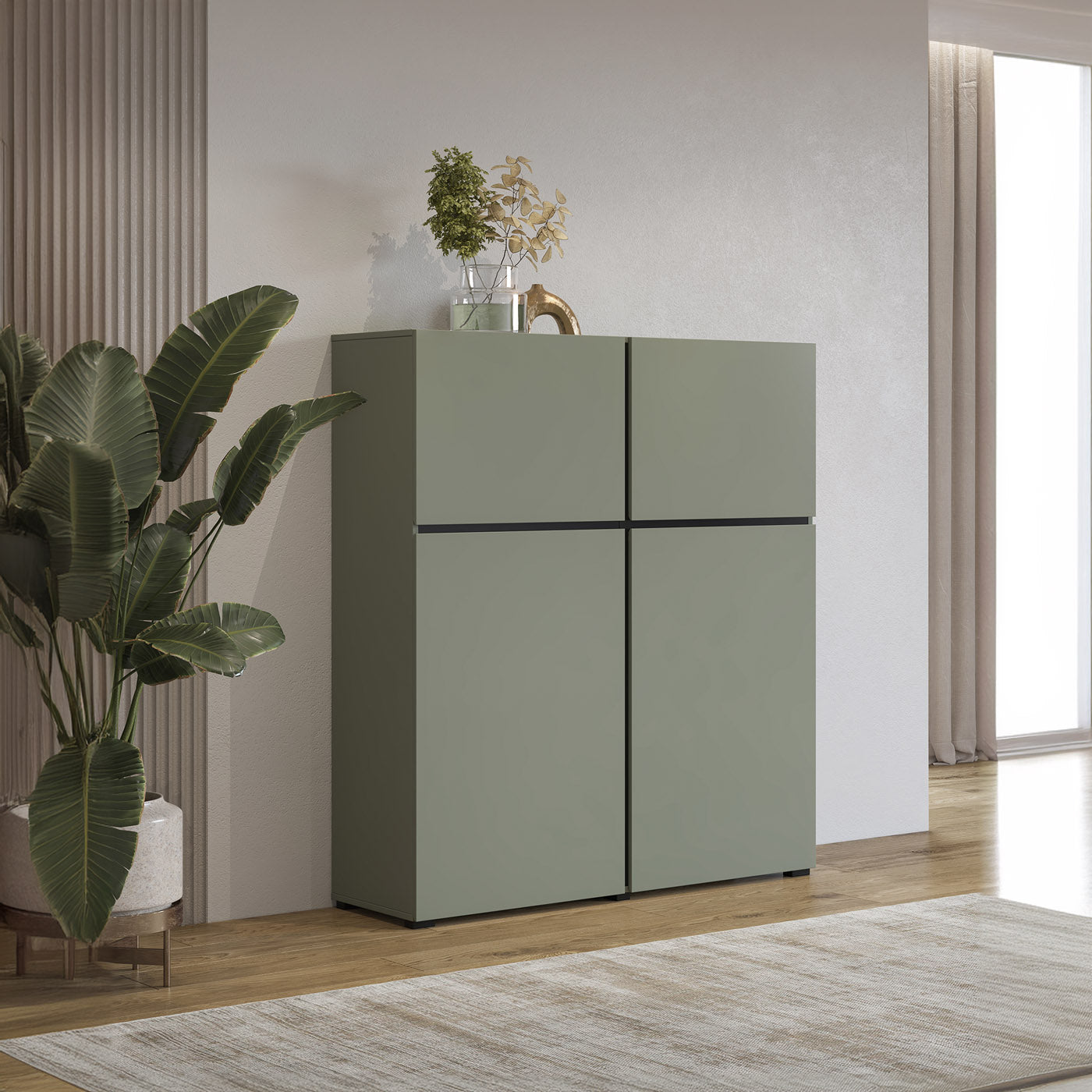 Kumode Krosit kolekcija 119/139/40 cm zaļs/melns - N1 Home