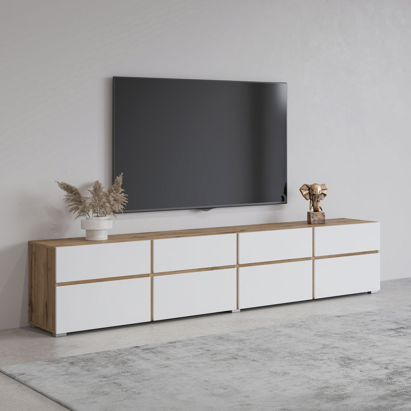 TV skapis Krosit kolekcija 225/48/40 cm Votan ozols/balts