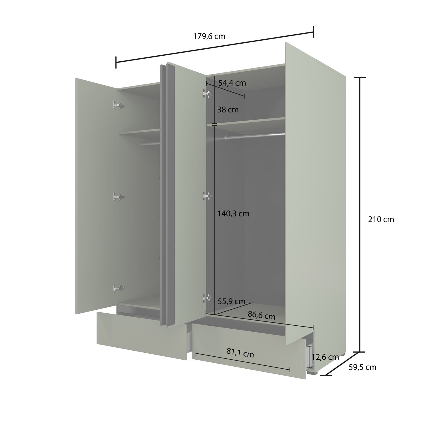 Skapis Krosit kolekcija 89;180/210/60 cm congo/melns