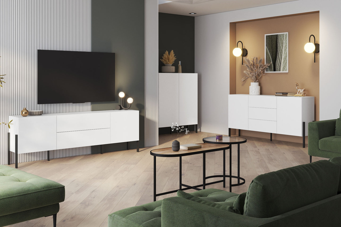 Kumode Jukka 94/150/50 cm balts - N1 Home