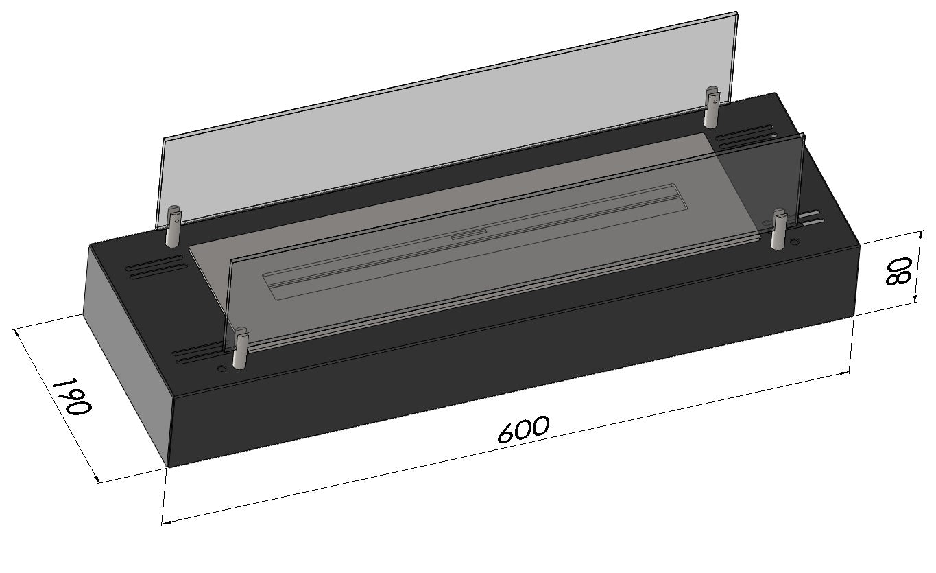 Biokamīns Firobox 600 60/19/8 cm melns - N1 Home