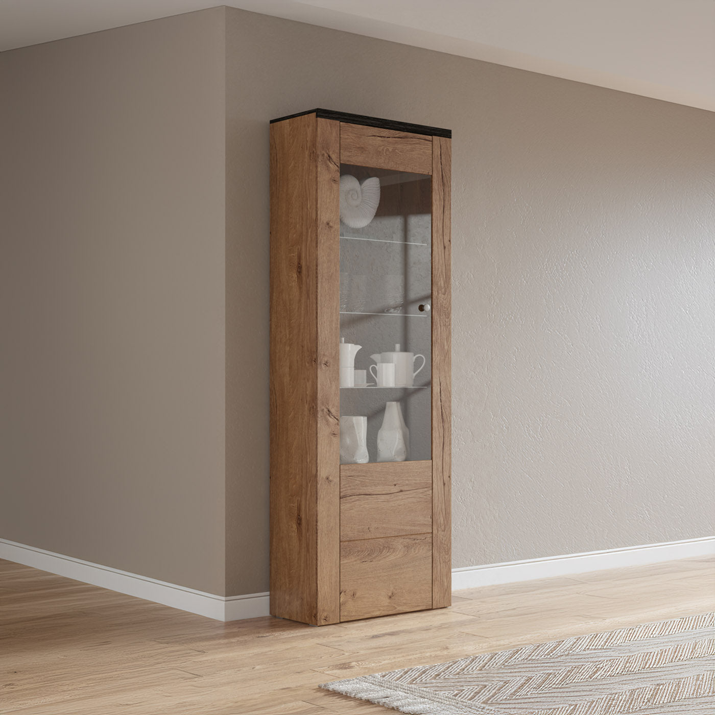 Skapis Laroš 65/206/37 cm Lefkas ozols/pieskārienkoks