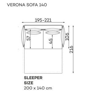 Dīvāns Verona Befame 195/98/106; 221/98/106 cm jūras zils