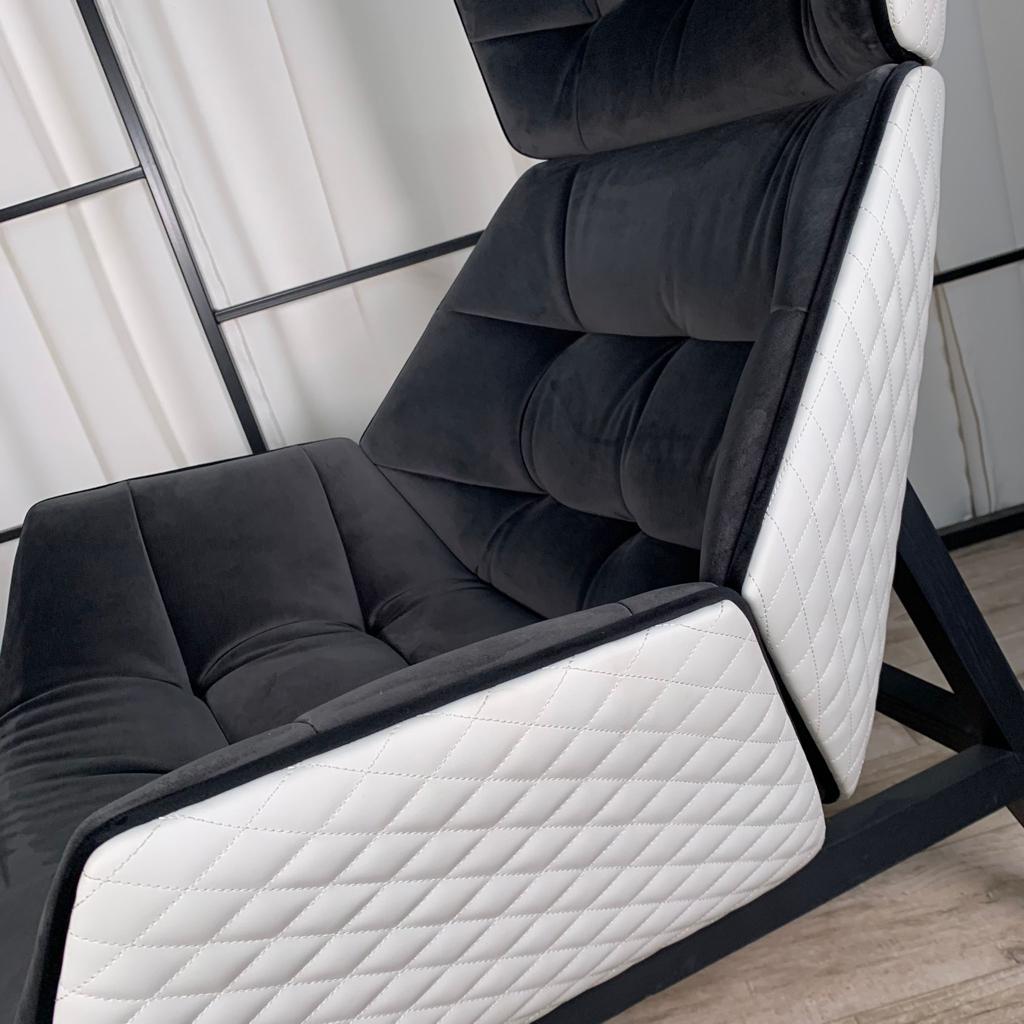 Krēsls Dot Design Vojens samta 68x108x43 cm melns/balts - N1 Home