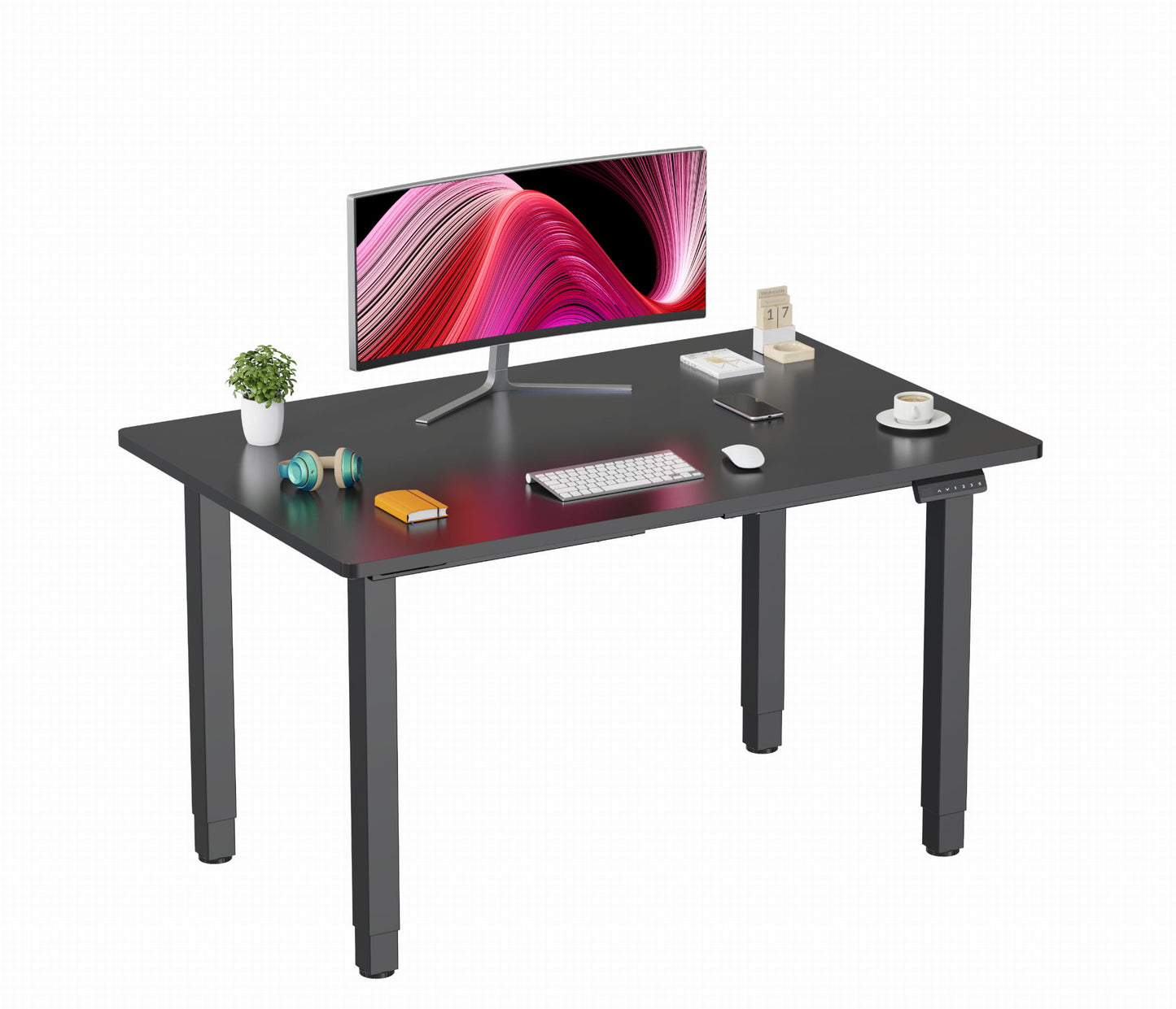 Divu dzinēju elektriski regulējams galda rāmis Flo Pro 100-170/120-200 cm melns - N1 Home