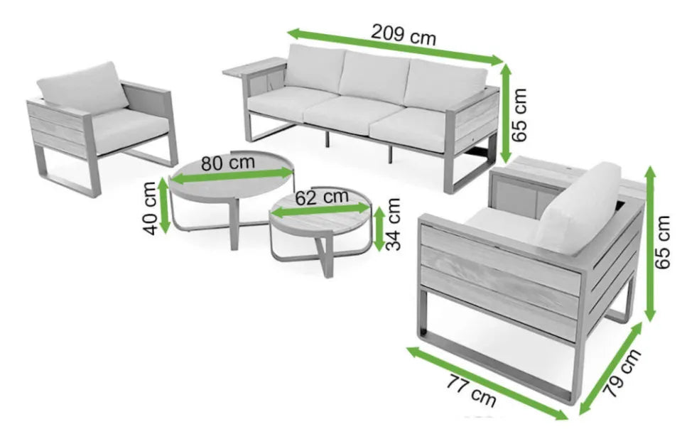 Terases atpūtas komplekts Carda Piano  pelēks - N1 Home