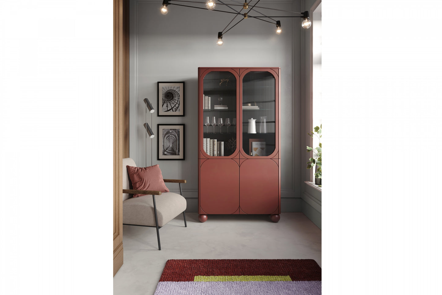 Vitrīnas skapis BARI II 100/192/45 terrakota - N1 Home