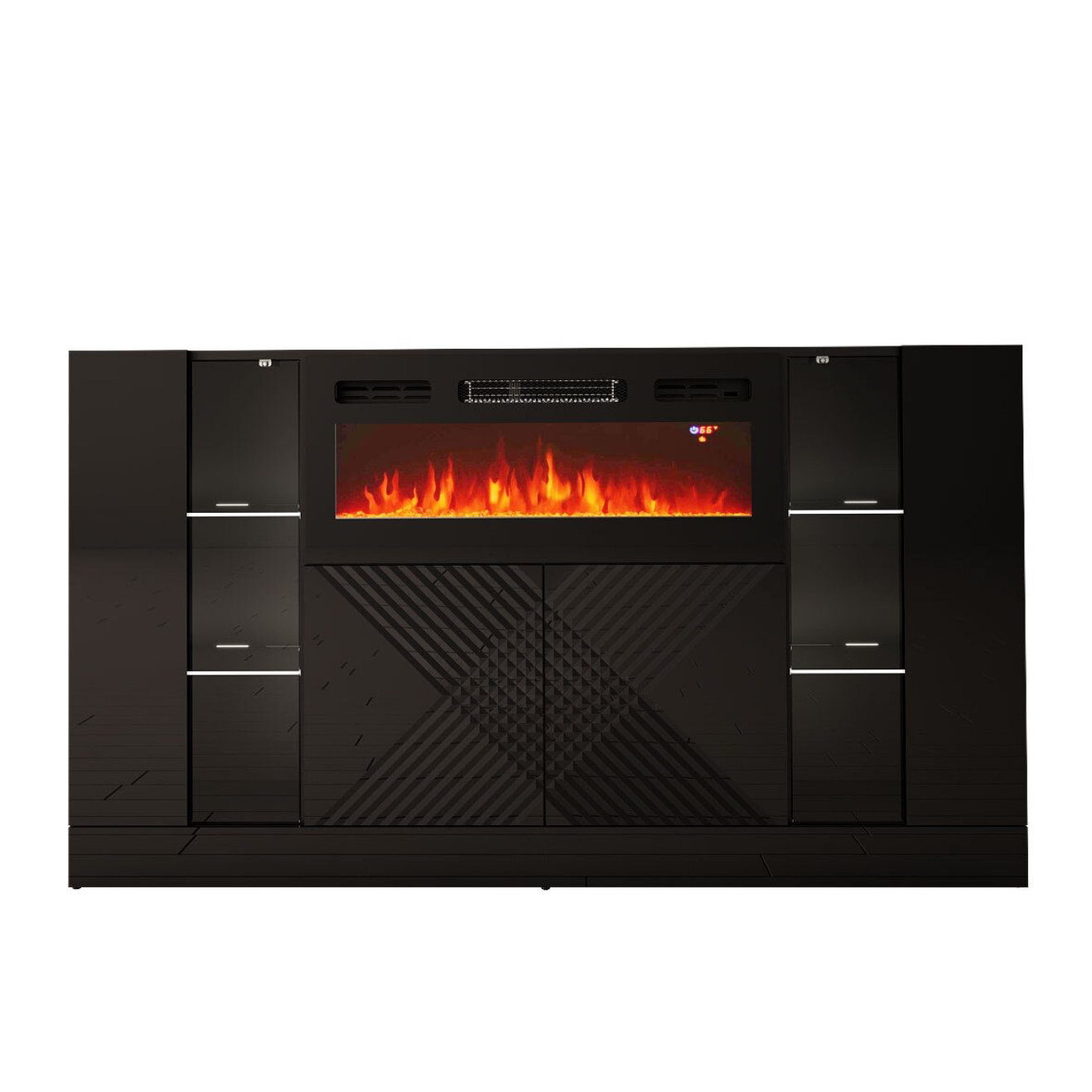 Kumode ar elektrisko kamīnu Dalika 160/90/35 cm melns - N1 Home