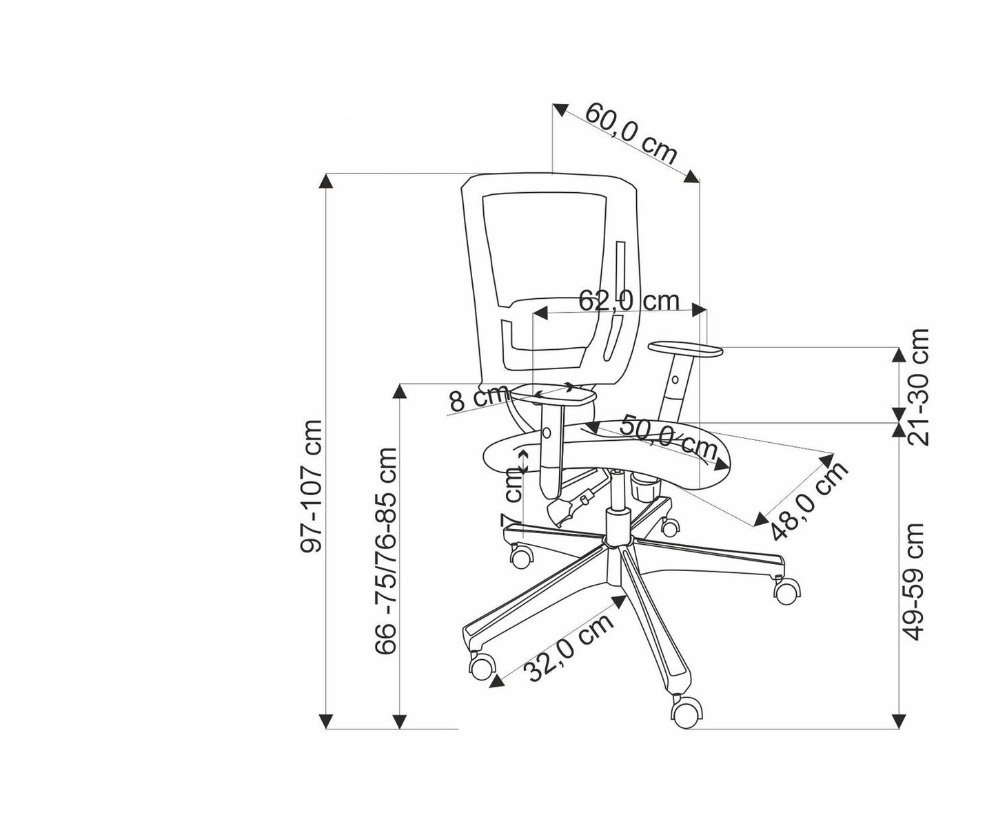 Krēsls Par 62/60/97-107/49-59 cm melns - N1 Home