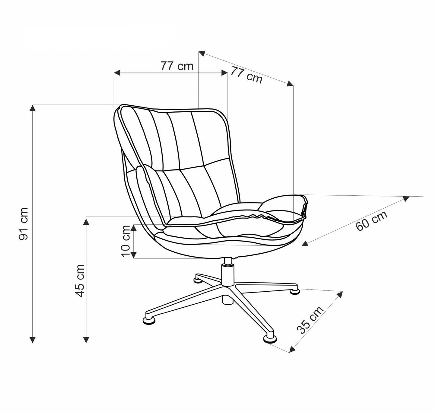 Krēsls Folk 77/77/91/45 cm krēms - N1 Home