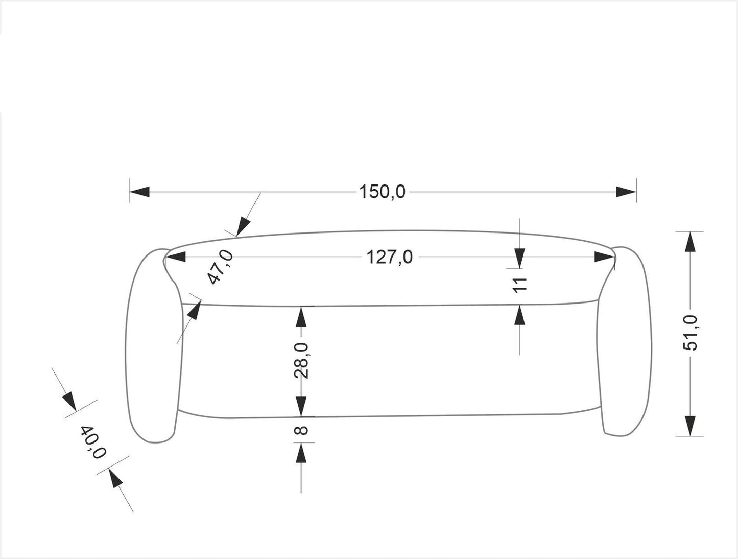 Pufs Fikars 150/47/51 cm krēms - N1 Home