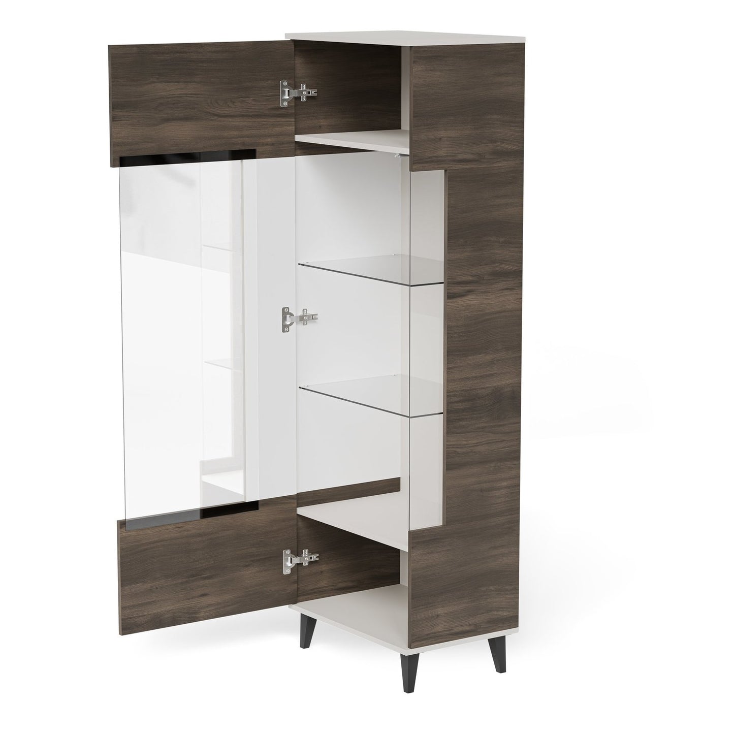 Vitrīnas skapis Berlin 60/40/182 cm kašmirs /valrieksts