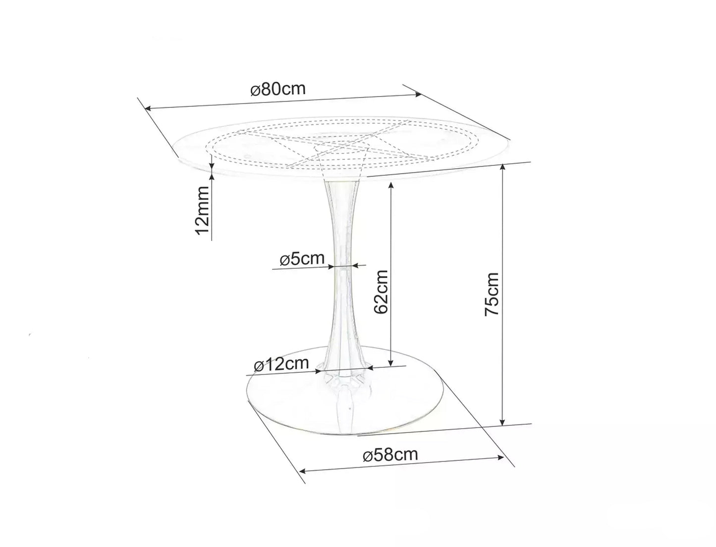 Galds ESP melns marmors / matēts melns 80x80 cm - N1 Home
