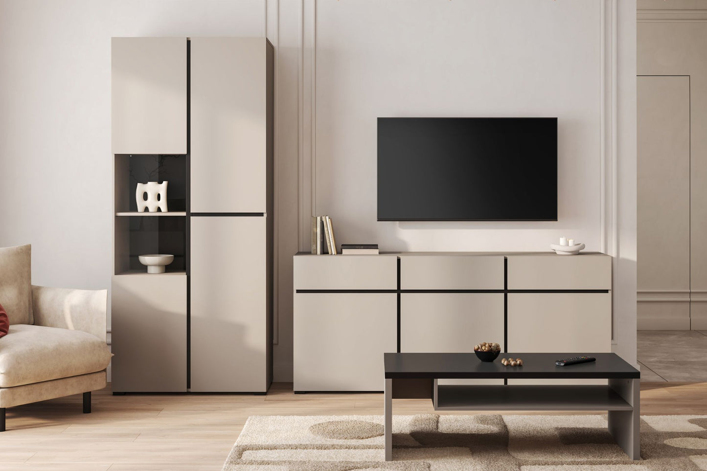 Kumode Krosit kolekcija 119/78/40 cm congo/melns - N1 Home