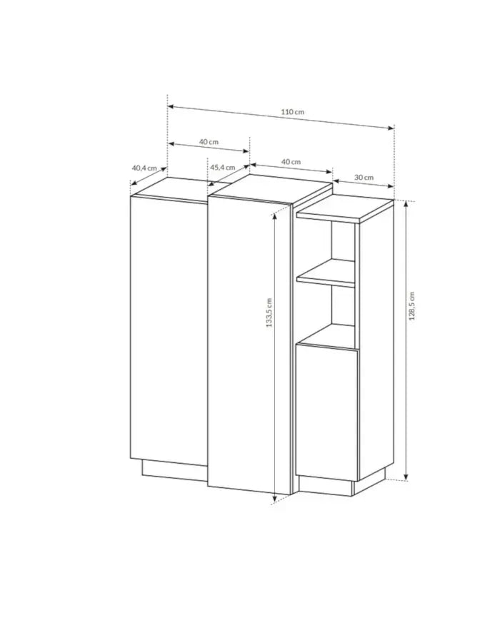 Kumode 3Dot 110/133,5/45 cm balts/ozols - N1 Home