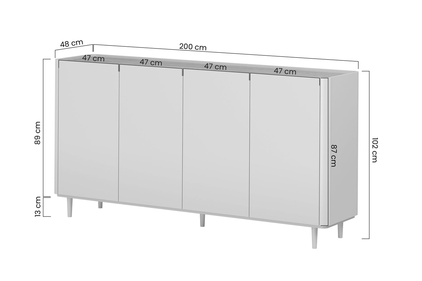 Kumode Elva 200/102/48 cm Eikalipts / Baltijas kāpu ozols - N1 Home