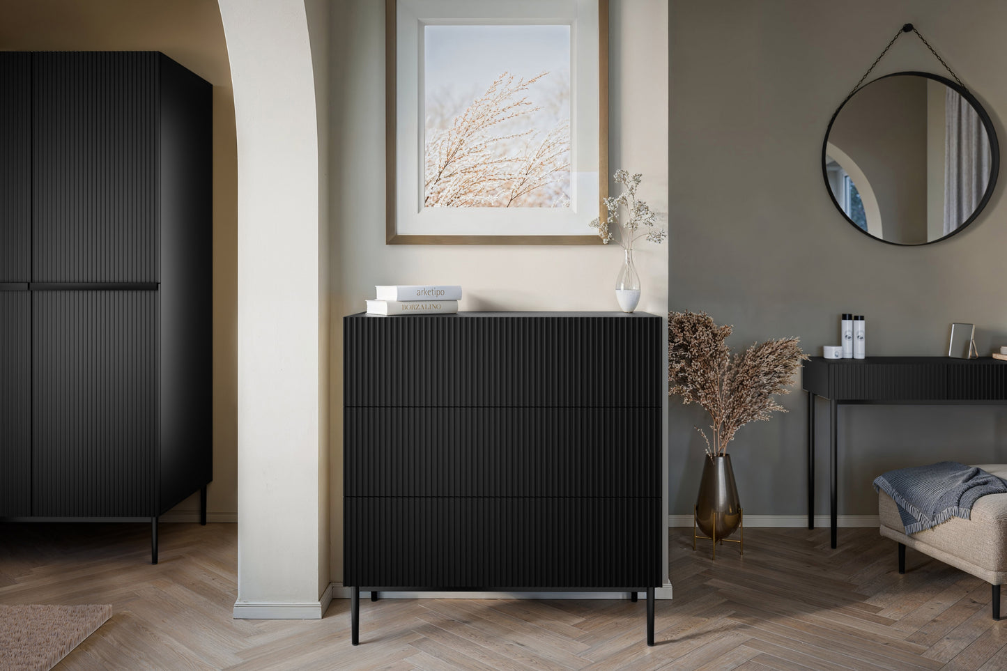 Kumode Austin 100/105/45 cm melns/melns - N1 Home