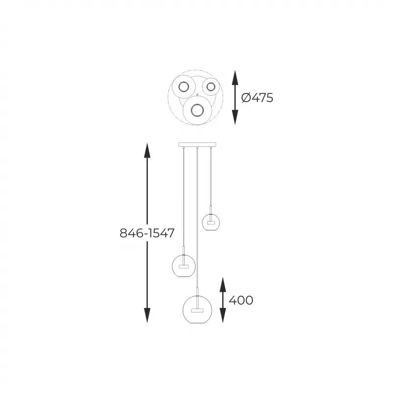 Piekaramā lampa Enso 84/47/47 cm hroms