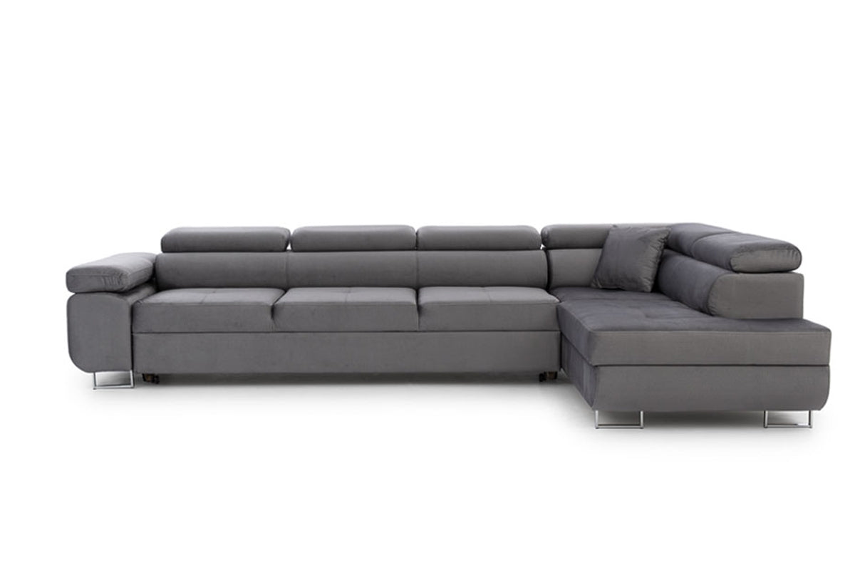 Dīvāns TOKYO M labais stūris 340/76-98/201 cm pelēks - N1 Home