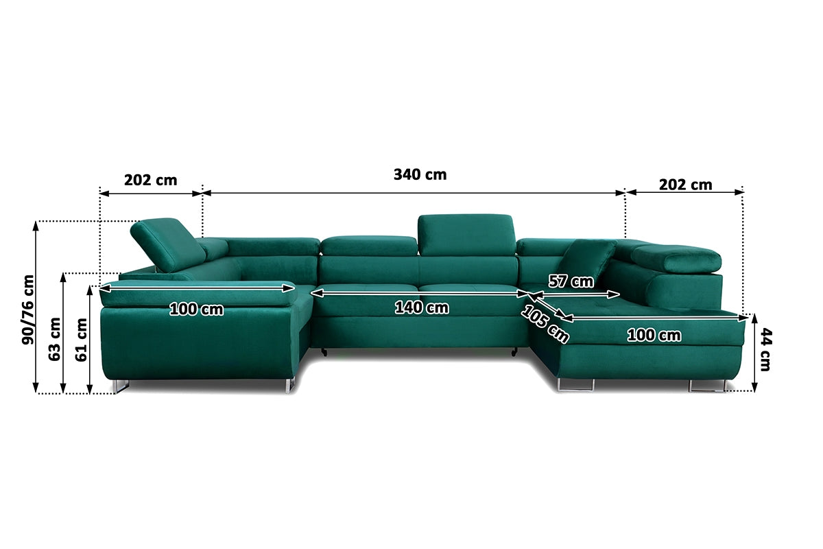 Dīvāns TOKYO U 340/90/202 cm sinepes - N1 Home