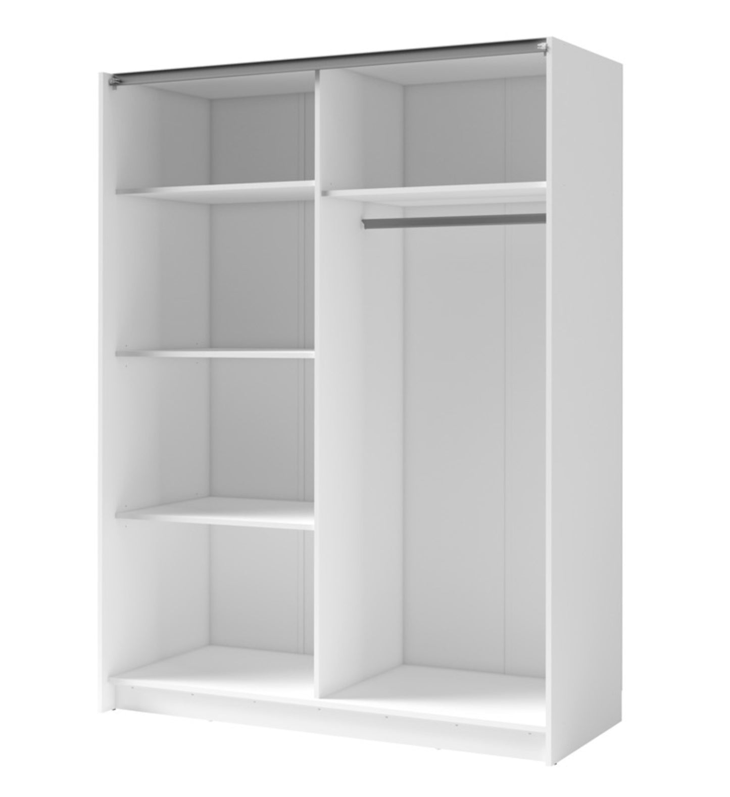 BOLINO Bīdāms drēbju skapis ar spoguli, plauktiem un stieni 150 / 200 cm balta/ozolkoka amatnieka līstes - N1 Home