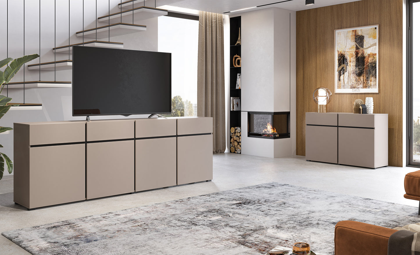 Kumode Kruzat 224/78/40 cm bēšs - N1 Home