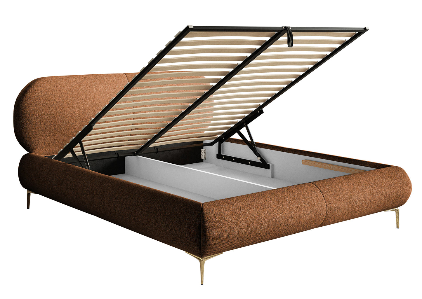 Gulta ar konteineru Valeo 140/160/180x 200 cm Toronto 06 (Lech), zelta kājas - N1 Home