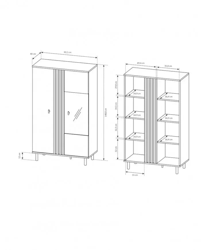 Vitrīnas skapis Madi 90/148/40 cm artizan ozols/antracīts - N1 Home