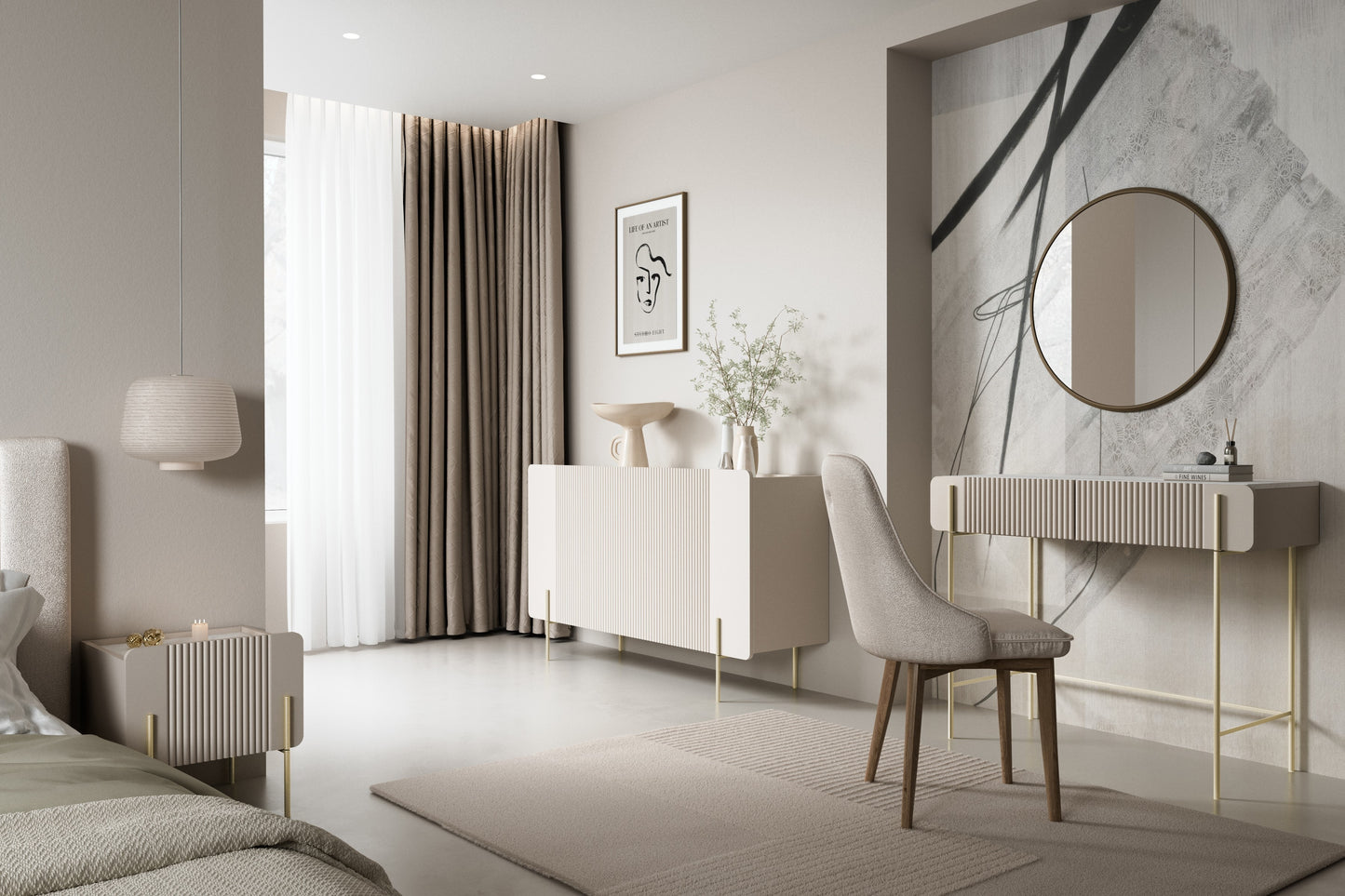 Konsole Dersi 100/85/42 cm kašmirs/zelts - N1 Home