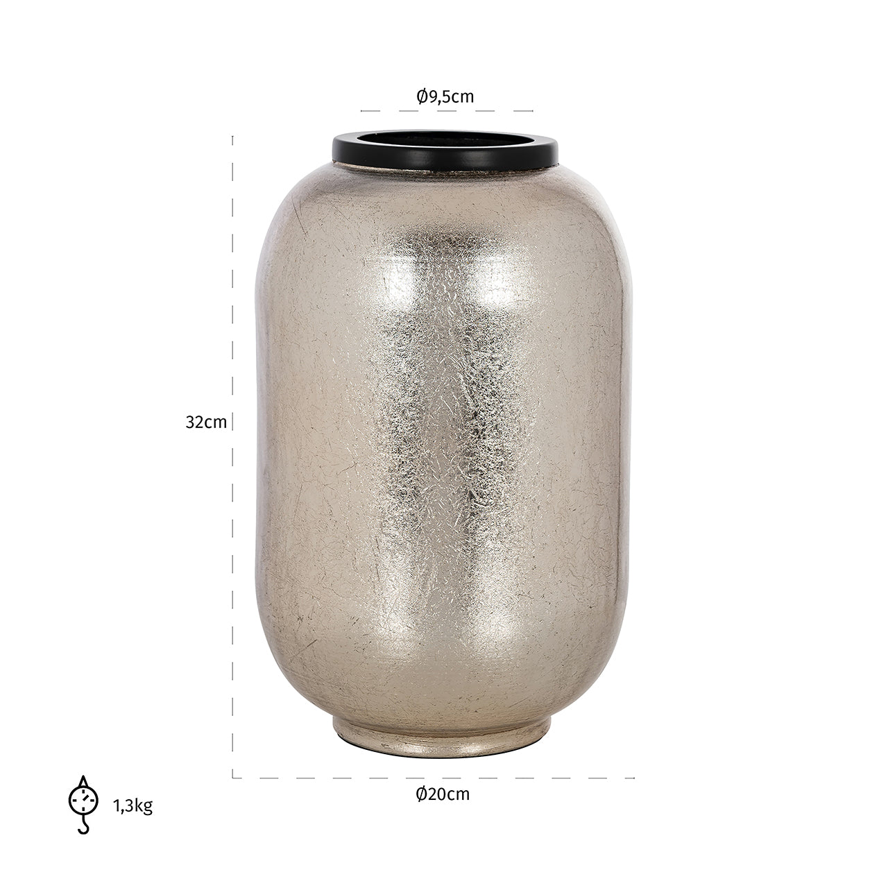 Vāze Richmond Interiors Vesna small 30/20/20 cm sudraba - N1 Home