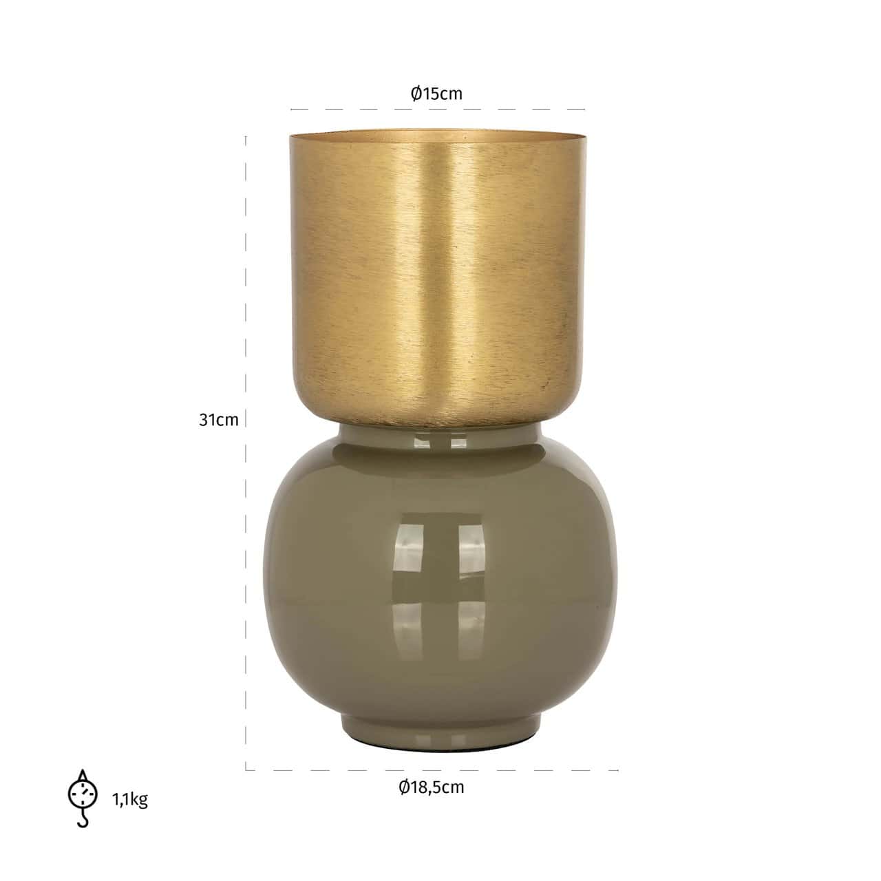 Vāze Clover Richmond Interiors 15/18/31 cm brushed gold