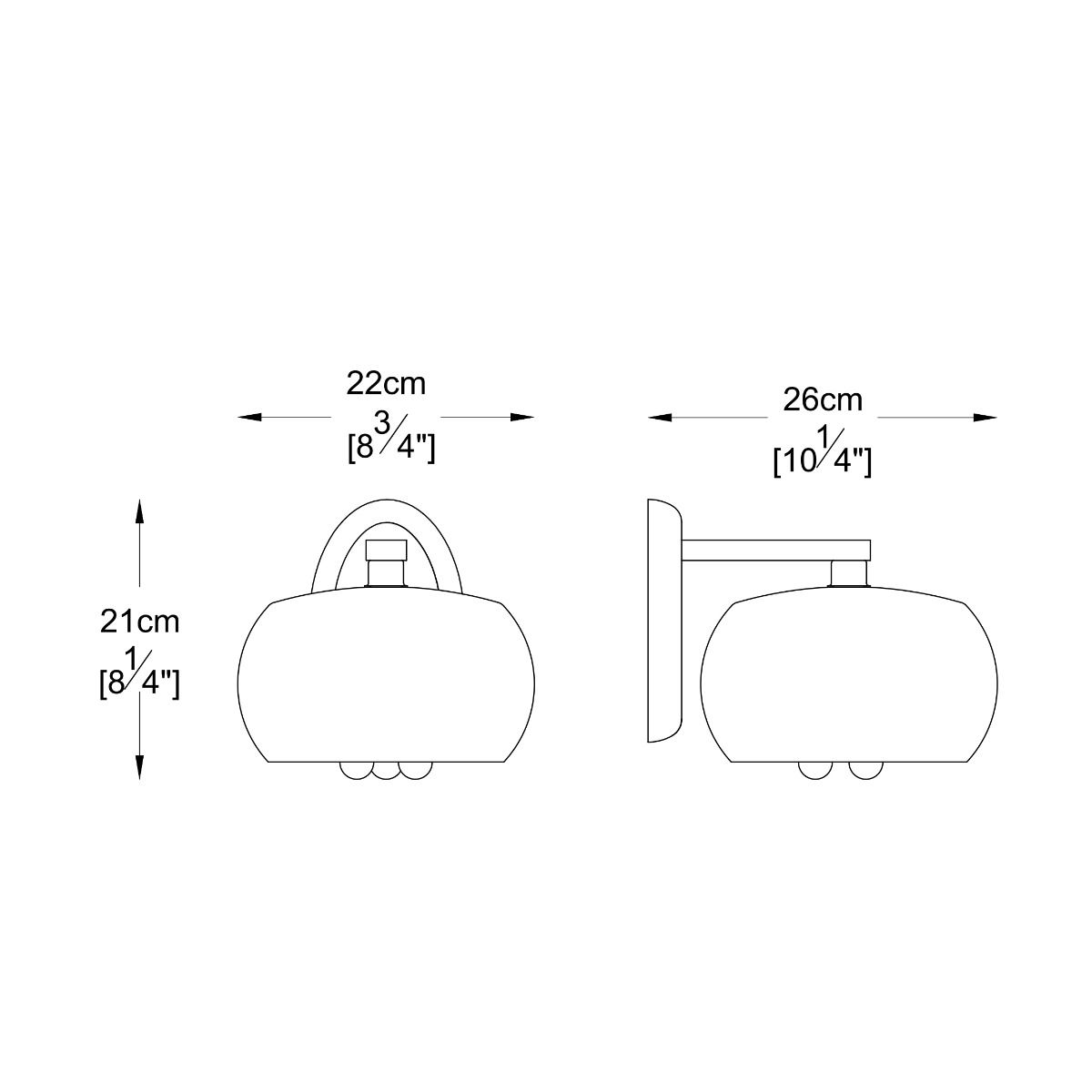 Sienas lampa Kristāla 21/22/26 cm hroms