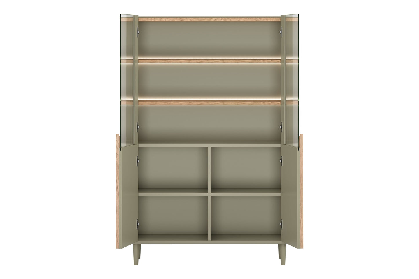 Vitrīna Amil 100/150/48 cm Eikalipta / Baltijas kāpu ozola / dabīgā ozola rokturi - N1 Home