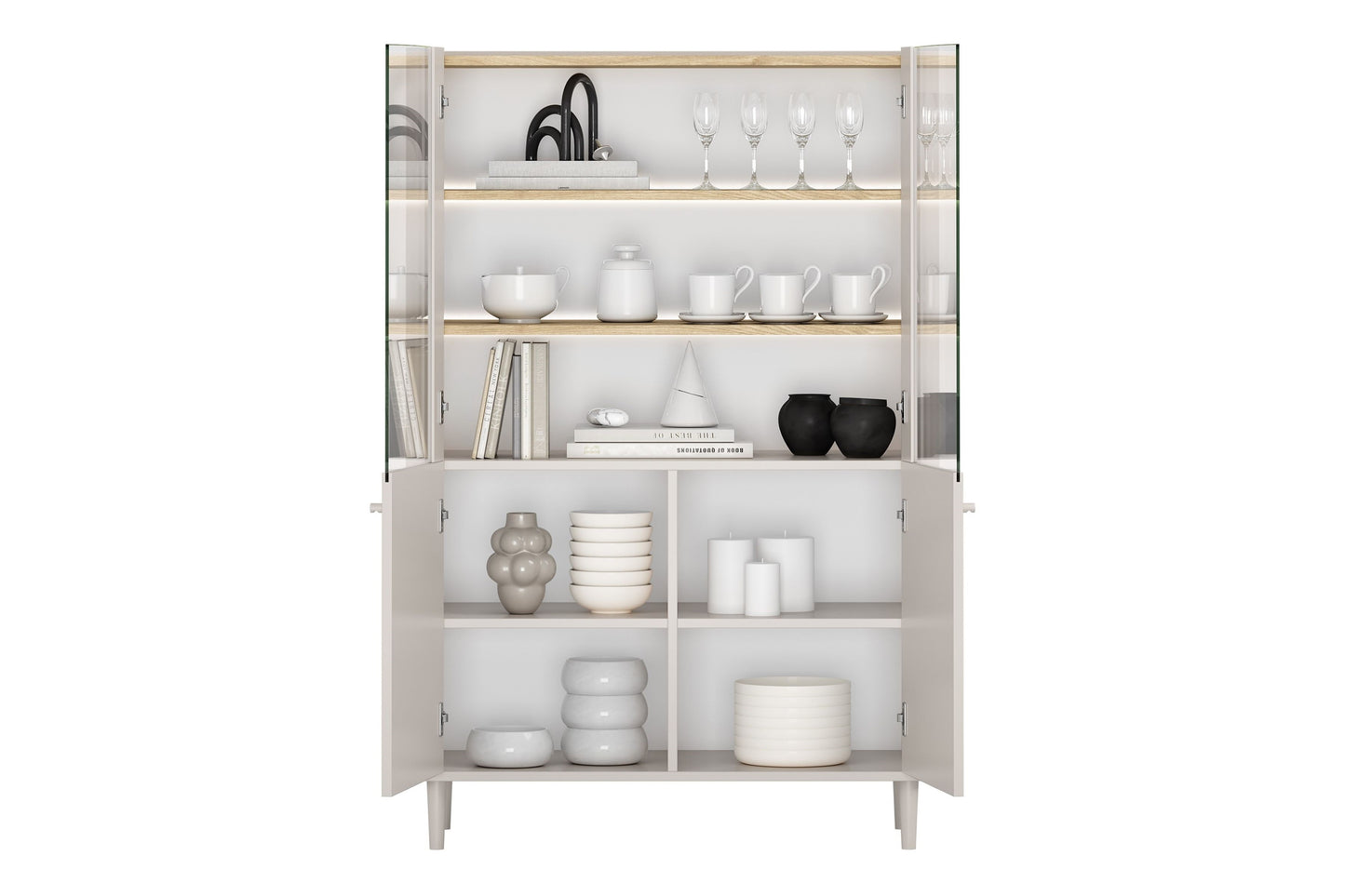 Vitrīna Elva 100/150/48 cm Kašmirs / Eļļots ozols - N1 Home