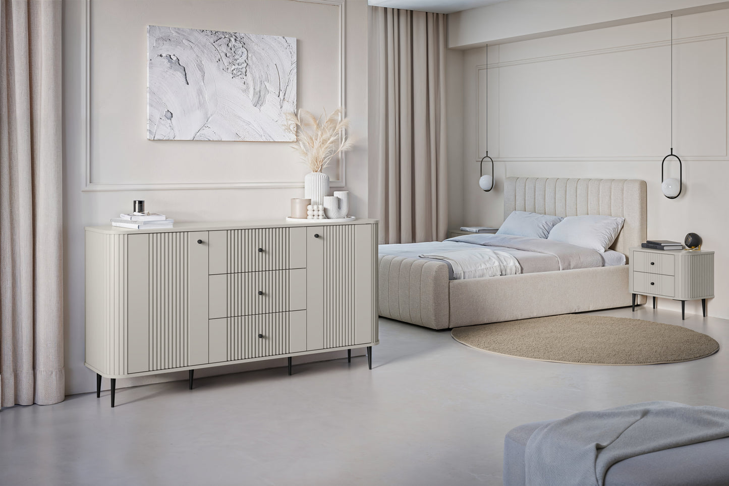 Naktsskapītis (2) Vespa 56/51/38 cm kašmirs/melns - N1 Home