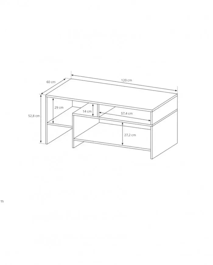 Kafijas galdiņš Aliva 120/60/53 cm balts/ozols - N1 Home