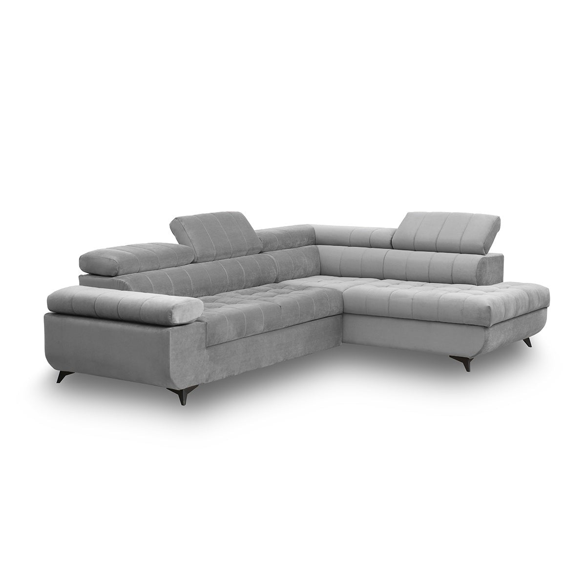 Dīvāns SIDNEY labais stūris 268/76-97/201 cm pelēks 2 - N1 Home