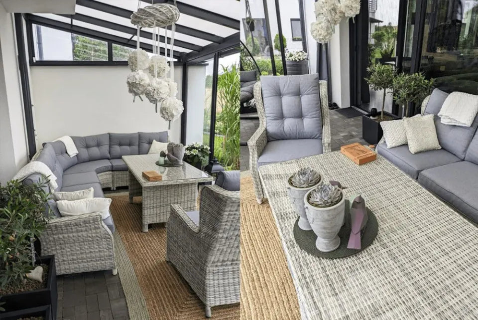 Ēdamgalda komplekts Dova 306/246/87 cm tumši pelēks - N1 Home